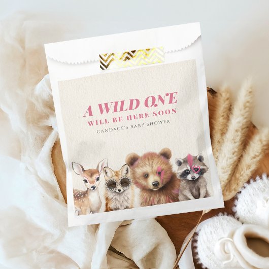 Wild One Woodland Animals Baby shower Bedankzakje