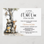 Wild One Woodland Animals Baby Shower Invitation Kaart (Voorkant)