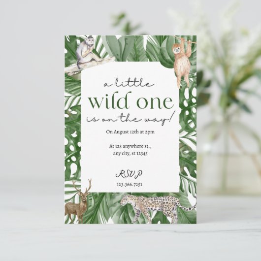 Wild One Woodland Animals Baby shower Invitation Kaart (Staand voorkant)