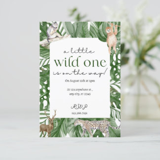 Wild One Woodland Animals Baby shower Invitation Kaart