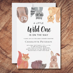 Wild One Woodland Animals Baby shower Kaart