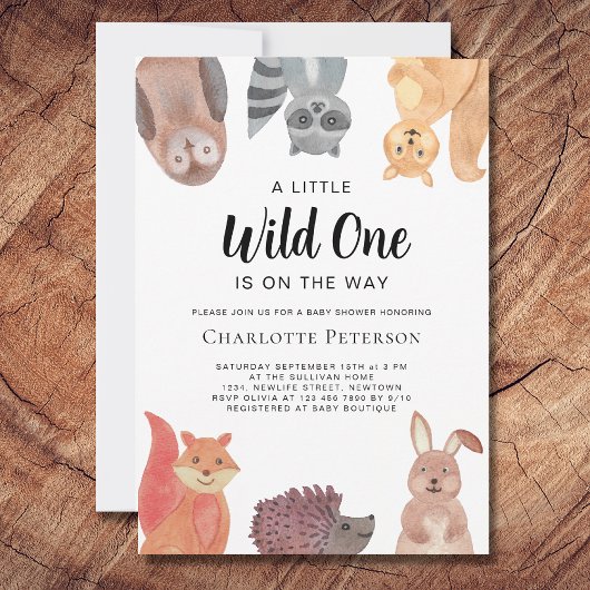 Wild One Woodland Animals Baby shower Kaart