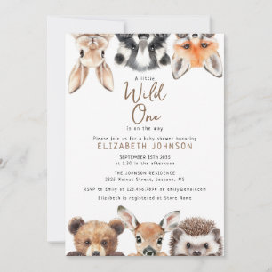 Wild One Woodland Animals Baby shower Kaart