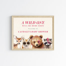 Wild One Woodland Animals Baby shower Welkom Poster