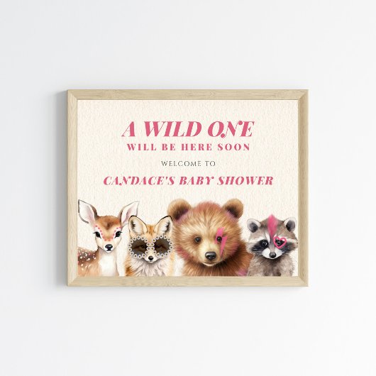 Wild One Woodland Animals Baby shower Welkom Poster