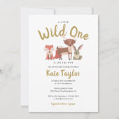 Wild One Woodland Animals Blue Baby shower Kaart (Voorkant)