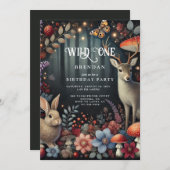 Wild One Woodland Animals Boy 1e verjaardag Kaart (Voorkant / Achterkant)