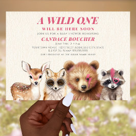 Wild One Woodland Animals Festival Baby shower Kaart