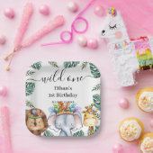 Wild One Woodland Animals Forest 1st Birthday Pape Papieren Bordje (Feest)