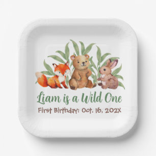 Wild One Woodland Animals Greenery First Birthday Papieren Bordje