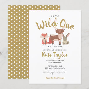 Wild One Woodland Animals Neutraal Baby shower Kaart