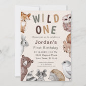 Wild One Woodland Animals !Op verjaardagsfeestje Kaart (Voorkant)