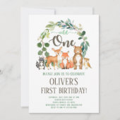 Wild One Woodland Birthday Invitation Boy Kaart (Voorkant)