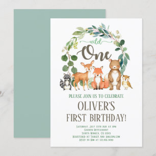 Wild One Woodland Birthday Invitation Boy Kaart