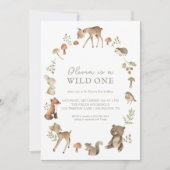 Wild One Woodland Birthday Party Invitation Kaart (Voorkant)