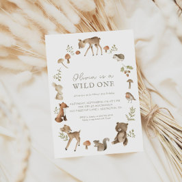 Wild One Woodland Birthday Party Invitation Kaart