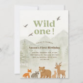 Wild One Woodland Birthday Uitnodiging (Voorkant)
