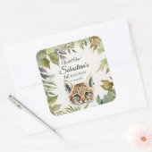 Wild One Woodland Bobcat Verjaardagsfeest Vierkante Sticker (Envelop)