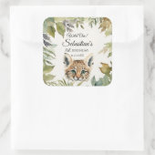 Wild One Woodland Bobcat Verjaardagsfeest Vierkante Sticker (Tas)
