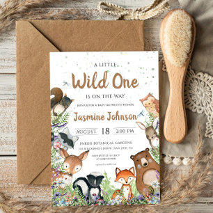Wild One Woodland Creatures Baby shower Kaart