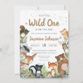 Wild One Woodland Creatures Baby shower Kaart (Voorkant)