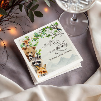 Wild One Woodland Creatures Baby Shower Party Servet