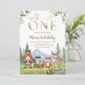 Wild One Woodland Creatures verjaardagsfeestje Kaart (Staand voorkant)