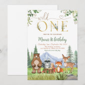 Wild One Woodland Creatures verjaardagsfeestje Kaart (Voorkant / Achterkant)