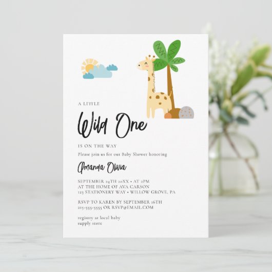 Wild One Woodland Cute Animal Safari Baby shower Kaart (Staand voorkant)