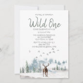 Wild One Woodland Deer Forest First Birthday Kaart (Voorkant)