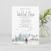 Wild One Woodland Deer Forest First Birthday Kaart (Staand voorkant)
