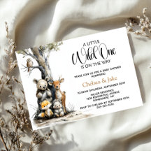 Wild One Woodland Dieren Baby Shower Uitnodiging