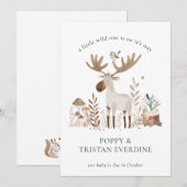 Wild One Woodland Dieren Zwangerschap Kaart (Voorkant / Achterkant)