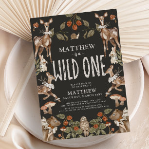 Wild One Woodland Forest Dieren Verjaardagsfeest Kaart