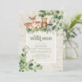 Wild One Woodland Party Animals 1st Birthday Kaart (Staand voorkant)