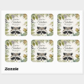 Wild One Woodland Raccoon Verjaardagsfeestje Vierkante Sticker (Vel)