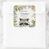 Wild One Woodland Raccoon Verjaardagsfeestje Vierkante Sticker (Tas)