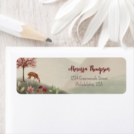 Wild One Woodland Scene Deer First Birthday Etiket (Insitu)