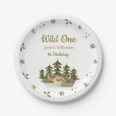 Wild One Woodland Thema waterverf Verjaardagsfeest Papieren Bordje (Voorkant)