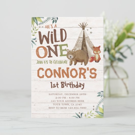 Wild One, Woodland, Tribal Kaart (Staand voorkant)