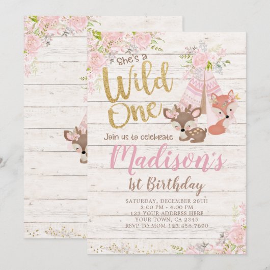 Wild One, Woodland, Tribal Kaart (Voorkant / Achterkant)