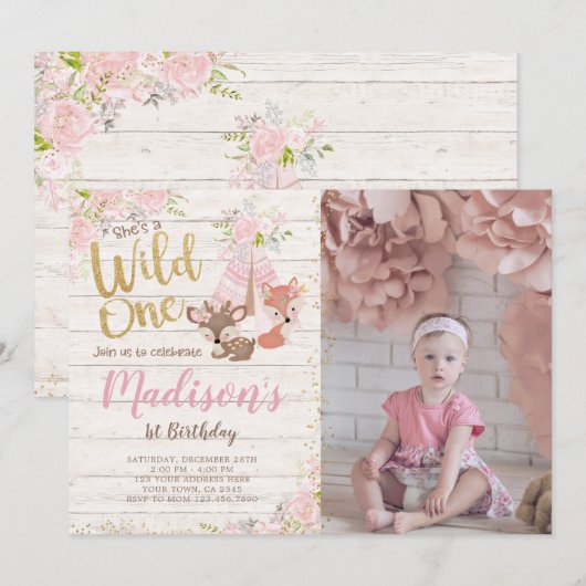 Wild One, Woodland, Tribal Kaart (Voorkant / Achterkant)