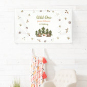 Wild One Woodland waterverf Verjaardagsfeest Spandoek (Insitu)