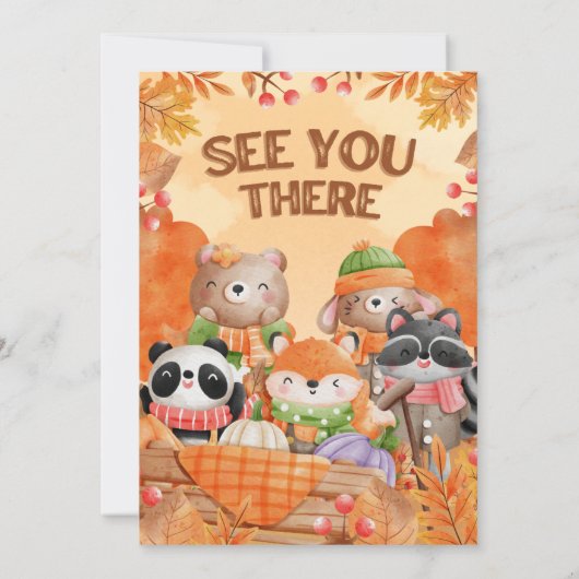 Wild One Woodlands 1e verjaardag uitnodiging (Achterkant)