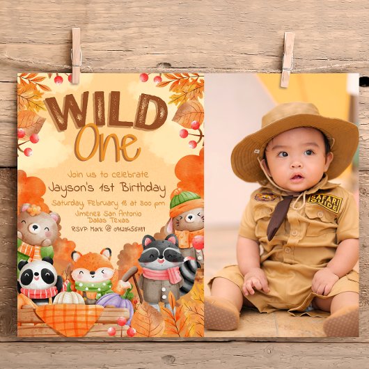 Wild One Woodlands Uitnodiging met Foto