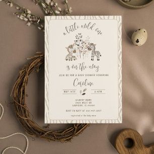 Wild One Zebra Safari Genderneutraal Baby shower Kaart