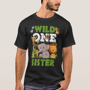 Wild One Zister Zoo Birthday Safari Oerwouden Dier T-shirt