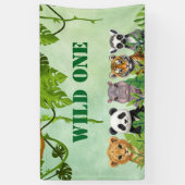 Wild One, Zoo Animal 1st Birthday Banner (Verticaal)