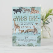 Wild One Zoo Animal Birthday Invitation Kaart (Staand voorkant)
