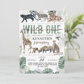 Wild One Zoo Animal Birthday Kaart (Staand voorkant)